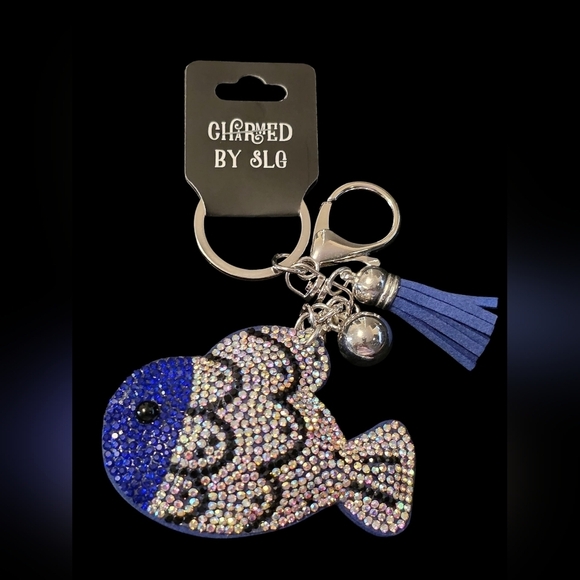 Accessories - Blue Rhinestone Fish Bag Charm / Keychain